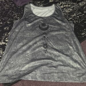 Women's Gray Graphic Tank Top - Crescent Moon Design